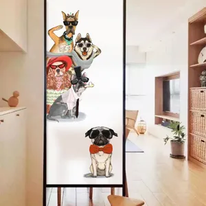 Cool cartoon dog frosted privacy glass film for bathroom and home window privacy
