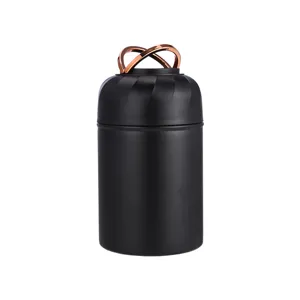 Stainless steel insulated food jar with rose gold handle, portable thermal lunch container thermos.