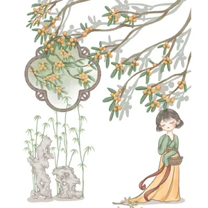 Artistieke Chinese stijl matte privacy glassticker met traditionele dame en bamboe