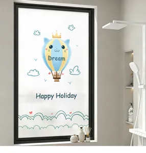 Detailed macro view of the frosted texture on this cute cartoon hot air balloon window film