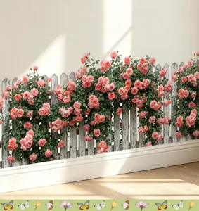 Gedetailleerde weergave van zelfklevende rozenhek muurstickers voor klaslokaal decoratie