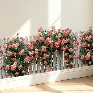 Rozenbloemen Planten Hek Muursticker Waterdicht Zelfklevend PVC Plint Muurdecoratie Voor Kleuterschool Home Decor