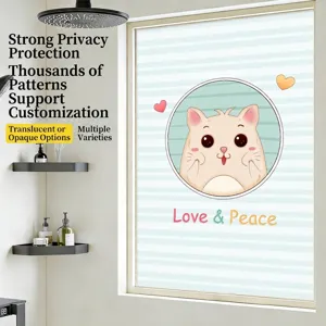 Cartoon Animal Frosted Privacy Window Film Static Cling Glass Sticker For Bedroom Bathroom Shading PVC Home Decoration
