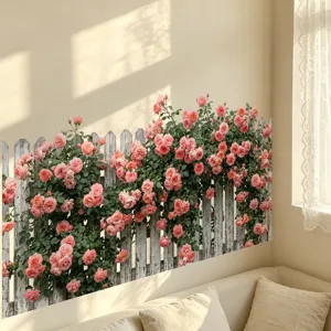 Realistische roze rozenhek muursticker voor woonkamer decoratie