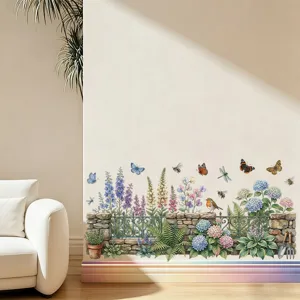 Vinilos decorativos de jardín con mariposas, abejas y flores para la pared del hogar