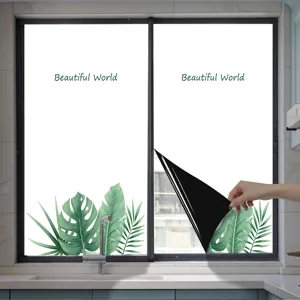 Leaf pattern frosted window film for kitchen privacy and sunlight filtering protection