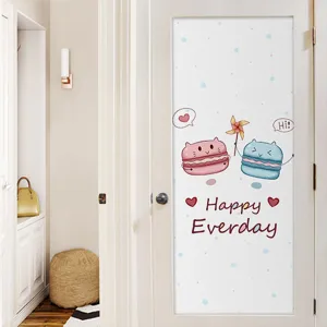 Frosted privacy window film featuring cute macaron cat illustrations and Happy Everday text