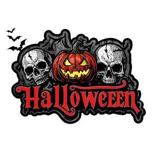 Halloween window static cling sticker with skulls and jack-o'-lantern