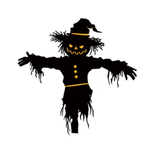 Adesivo da finestra spaventapasseri di Halloween con faccia di zucca arancione scuro