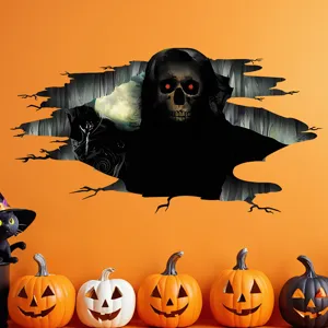 Adesivo da parete 3D Halloween mietitore per decorazione festa horror spaventosa