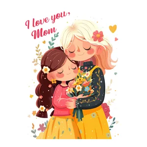 Sticker de fenêtre fête des mères avec illustration mère et fille