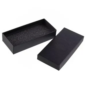 Rectangular Black Watch Gift Box With Sponge Liner Crossgrain Pattern Saffiano Texture Chic Minimalism Durable Business Jewelry Display Storage Box Case