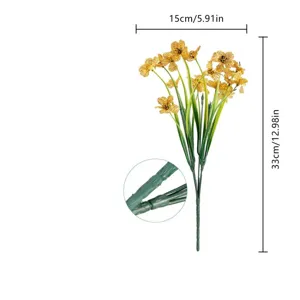 Artificial yellow flowers bouquet plastic daisy plant home decoration indoor 15x33cm
