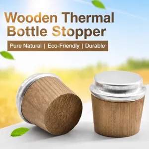 Wooden Thermos Bottle Stopper Replacement Metal Top Lid Sealing Plug Household Warm Water Bottle Cap Cover Accessories