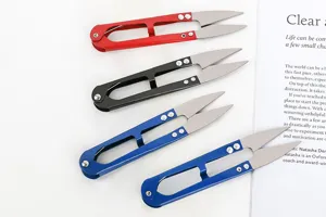 Colorful U-shaped spring yarn scissors for sewing, tailoring and thread clipping tasks easily.
