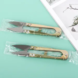 U-shaped spring yarn scissors, metal thread clippers for cross stitch, sewing, and tailoring.