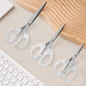 Transparent handle stainless steel detail scissors set for daily craft and journal use.