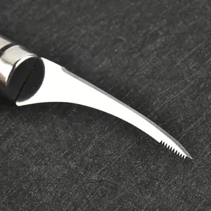 Professional shrimp deveiner tool, stainless steel curved serrated blade for easy seafood prep