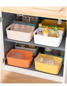 Plastic storage basket desktop organizer kitchen cabinet bin multi-color plastic container home