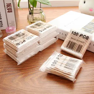 Disposable Double Head Cotton Swabs Wooden Stick Ear Cleaning Makeup Removal Cotton Buds Daily Hygiene Tools