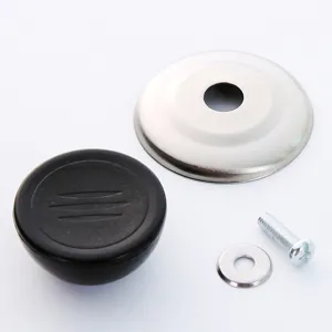 Bouton de couvercle de casserole universel de rechange avec base en acier inox et vis pour verre.