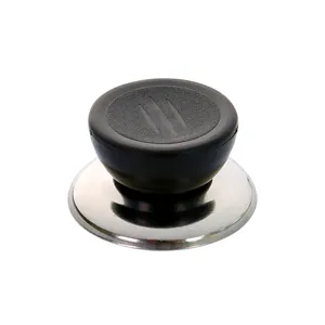Bouton de couvercle de casserole universel de rechange avec base en acier inoxydable et poignée.
