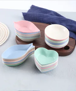 Set de platos para salsa de paja de trigo, platitos bonitos para cocina y mesa de comedor.