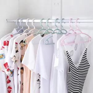 Plastic clothes hangers non slip seamless home wardrobe storage cloth drying hooks set