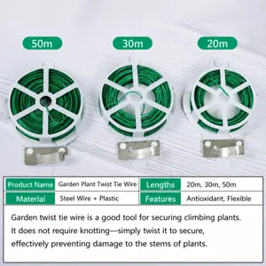 Fil de liaison pour plantes de jardin vert enduit de plastique pour plantes grimpantes.