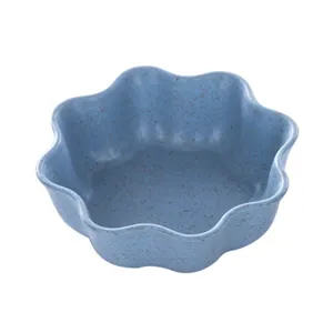 Cuenco para salsa con forma de flor de paja de trigo azul, vajilla práctica y util.