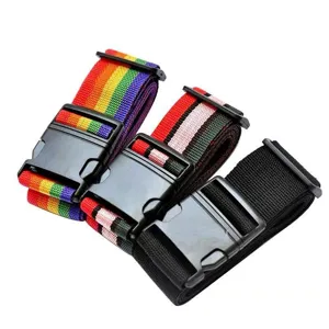 Sangle de bagage durable avec boucle en plastique, ceinture de valise réglable pour voyage sûr.