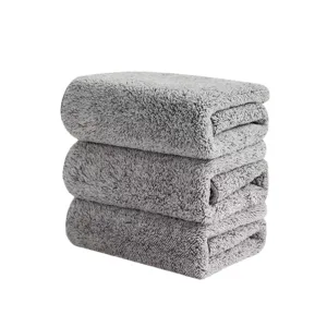 Panno da cucina in carbone di bambù grigio ispessito, set di tre asciugamani assorbenti.