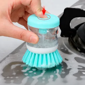 Spazzola per Piatti con Erogatore di Liquido Automatico a Pressione Spazzola di Pulizia per Pentole in Plastica Strumento di Pulizia Cucina