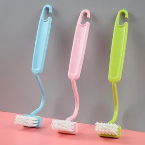 Plastic S-shaped toilet brush set, curved cleaning brush for bathroom gap and deep corner clean.