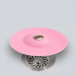 Pink silicone floor drain cover sink strainer hair catcher anti-odor bathroom tools