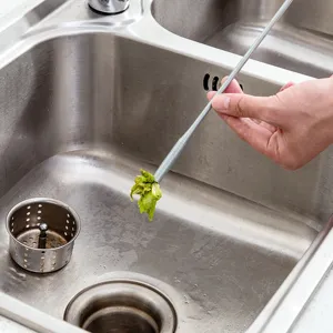 Stainless steel drain clog remover tool flexible spring pipe dredging claw for sink cleaning.