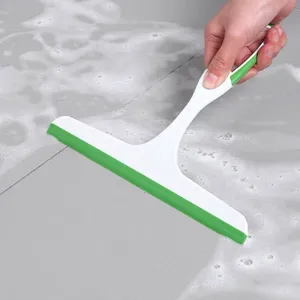 Limpiador de rasqueta de ventana de cristal de silicona verde y blanca para el hogar.