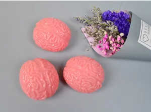 Giocattolo antistress a forma di cervello rosa palla da stringere per ansia e decompressione divertente.