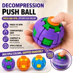 Pallina di decompressione colorata stampata in 3D con design rotativo antistress fidget toy.