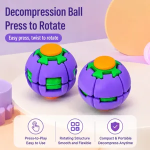 Pallina antistress colorata stampata in 3D con funzione di rotazione e pressione.