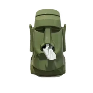 Groene Moai tissuebox houder, grappige Paaseiland stenen hoofd papier dispenser decor.