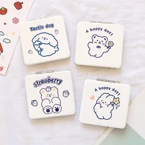 Portable Cute Cartoon Animal Makeup Mirror Double Sided Folding Pocket Cosmetic Mirror ABS Glass Compact Mirror Gift