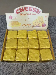 Cheese shape slow rebound squishy toy decompression stress relief toy detail display box 12pcs
