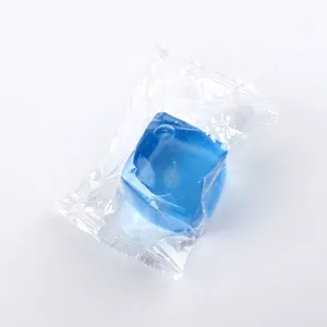 Blue cube squeeze toy detail shot, transparent ice design, stress relief item, clear view.