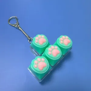Cute cat paw mechanical keyboard keycap keychain decompression toy L shaped test tool