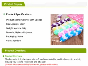 Long mesh bath sponge scrubber exfoliating back strap colorful body cleaner shower net tool