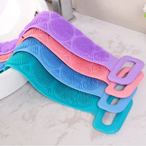 Silicone back scrubber bath brush with dual-sided massage nodes for daily body cleaning use