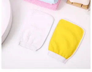 Exfoliating bath mitt shower gloves double sided body scrub towels for home bathroom use