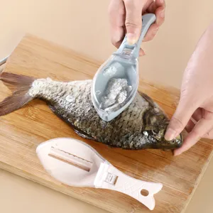 Raspador de Escamas de Pescado Manual Doméstico Herramienta de Eliminación de Escamas de Plástico Con Tapa Transparente Antisalpicaduras Utensilio de Cocina