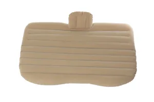 Beige inflatable car air mattress detail, comfortable travel sleeping bed for vehicle back seat.